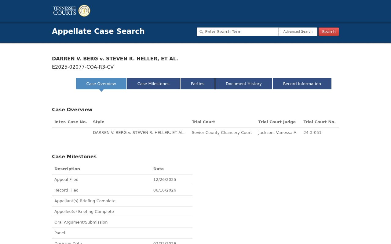 Tennessee appellate history related to a Sevier County criminal court docket appeal