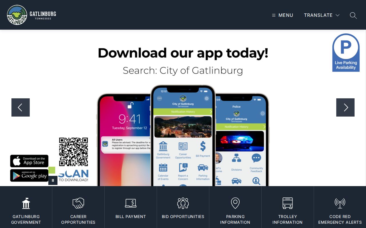 Official Gatlinburg City Hall and municipal contact page