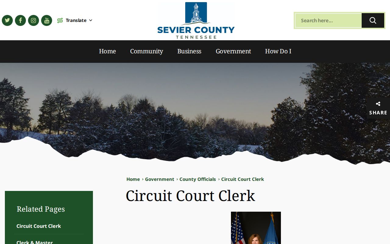Sevier County criminal court docket contact page for the Circuit Court Clerk