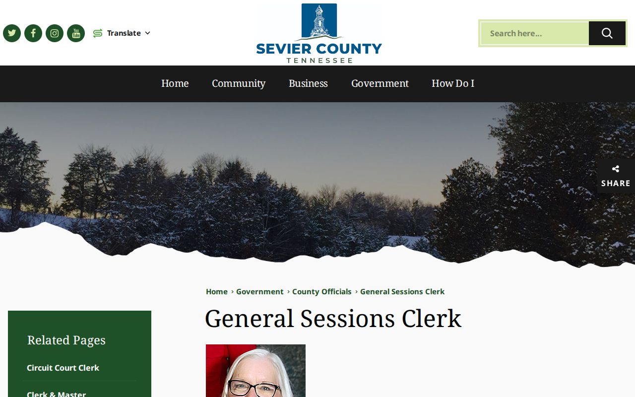 General Sessions office for Sevier County traffic court records
