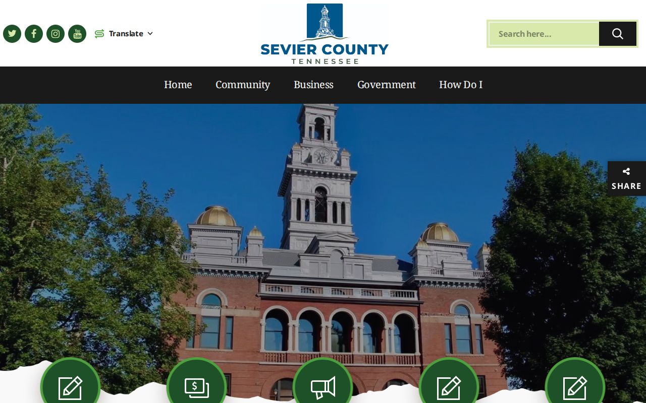 Official Sevier County government homepage with court office links